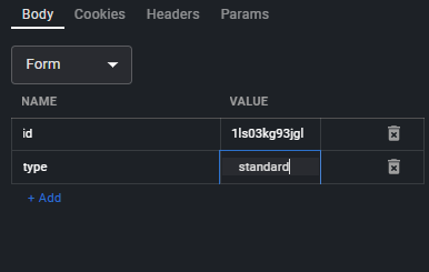 A sample form list with the names and values for two rows filled out.